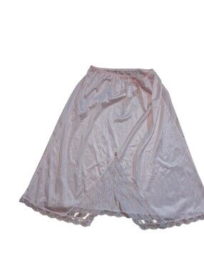 Vintage Mel-Lin 100% Nylon USA Silky Pink Half Slip with Lace Trim Precious